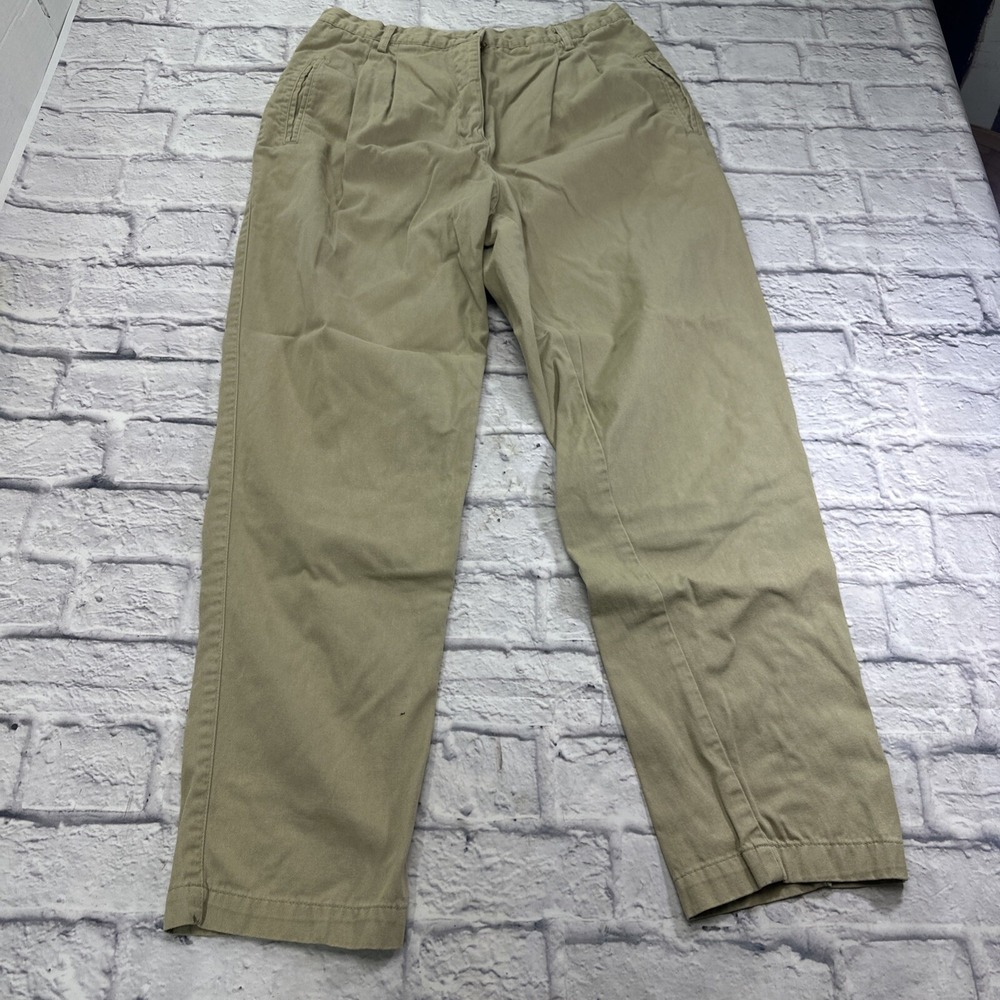 White‎ Stag Vintage Khaki Pleated Chino Pants Women 14P Tan High Rise 29x27
